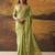 Green modal cotton blend woven saree with zari border