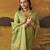 Green modal cotton blend woven saree with zari border