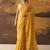 Yellow modal cotton blend woven saree with zari border