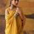 Yellow modal cotton blend woven saree with zari border