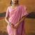 Pink modal cotton blend woven saree with zari border