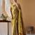 Olive tissue silk blend floral woven saree with designer blouse