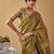 Olive tissue silk blend floral woven saree with designer blouse