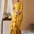 Yellow tissue silk blend floral woven saree with designer blouse