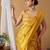 Yellow tissue silk blend floral woven saree with designer blouse