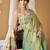 Sea green tissue silk blend floral woven saree with designer blouse