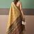 Gold premium cotton blend woven saree with contrast border
