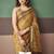 Gold premium cotton blend woven saree with contrast border
