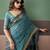 Sky blue premium cotton blend woven saree with contrast border