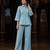 Sky blue solid collared two-piece co-ord set