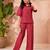 Maroon solid collared two-piece co-ord set