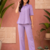 Lavendar solid collared two-piece co-ord set