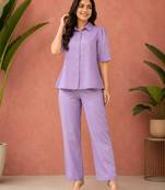 Lavendar solid collared two-piece co-ord set