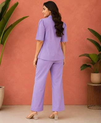 Lavendar solid collared two-piece co-ord set 3