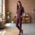 Brown solid collared two-piece co-ord set