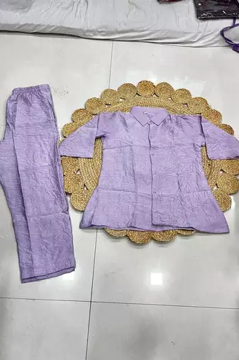 Lavendar solid collared two-piece co-ord set