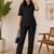 Black solid collared two-piece co-ord set