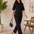 Black solid collared two-piece co-ord set