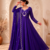 Royal purple designer neckline embroidered georgette flared gown set