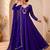 Royal purple designer neckline embroidered georgette flared gown set