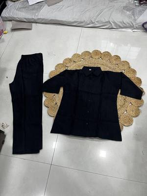Black solid collared two-piece co-ord set 4