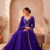 Royal purple designer neckline embroidered georgette flared gown set