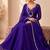 Royal purple designer neckline embroidered georgette flared gown set