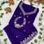 Royal purple designer neckline embroidered georgette flared gown set