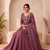 Oniun designer neckline embroidered georgette flared gown set