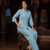 Sky blue solid collared two-piece co-ord set