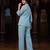 Sky blue solid collared two-piece co-ord set