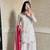 White crepe silk kurta palazzo set with shaded dupatta