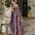 Purple viscose jacquard silk blend set with palazzo & choker dupatta