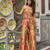 Coral viscose jacquard silk blend set with palazzo & choker dupatta