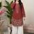 Maroon roman silk blend embroidered kurta with farshi palazzo