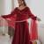 Maroon gown set with pant & butterfly net dupatta