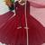 Maroon gown set with pant & butterfly net dupatta