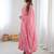 Pink georgette embroidered gown set with pant & dupatta