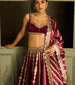 marron color sequins dori zari work silk blend lehenga Choli Set