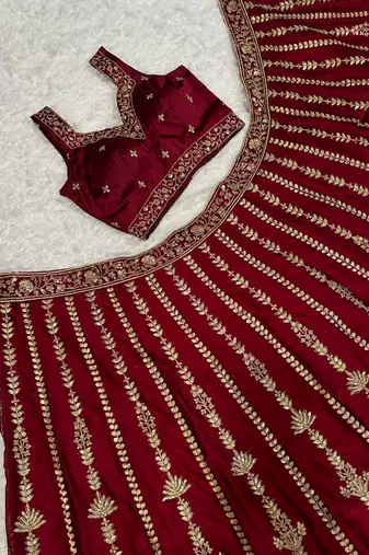 marron color sequins dori zari work silk blend lehenga Choli Set