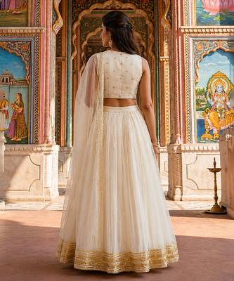 Ivory Embroidered Georgette Lehenga Set 2