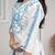 White & Cerulean Blue Embroidered Cotton Co-Ord Set