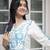 White & Cerulean Blue Embroidered Cotton Co-Ord Set