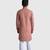 Coral pink block printed cotton kurta set
