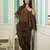 Chocolate Off-Shoulder Sheer Cape Top & Trouser Set