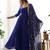 Dark-blue faux georgette embroidered flared gown set