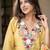Light-yellow crepe embroidered kurta set