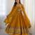 Dark-yellow georgette embroidered flared gown set