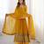 Dark-yellow georgette embroidered flared gown set