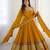 Dark-yellow georgette embroidered flared gown set